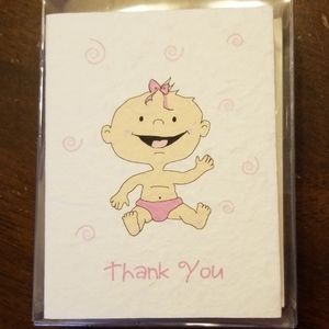 12 Very Cute Baby Girl Thank You Cards & Envelopes